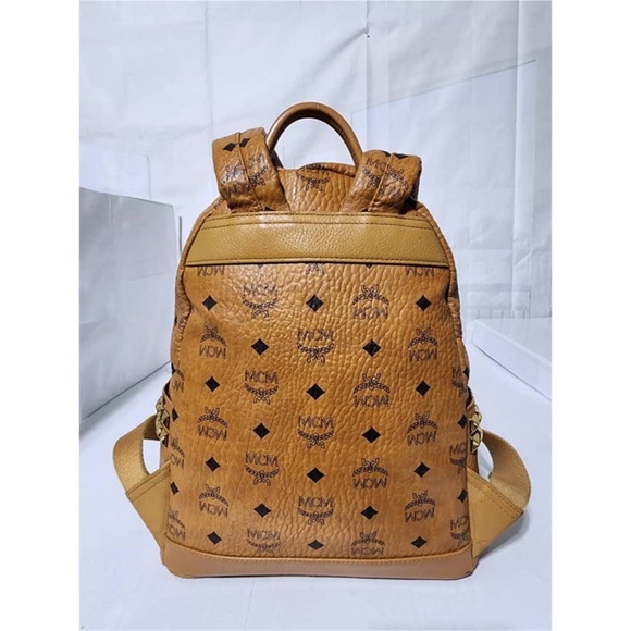 Authentic MCM Visetos Stark Medium Leather Backpack Brown - Picture 4 of 15